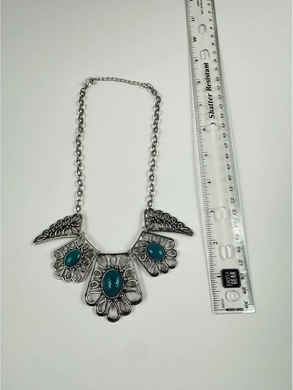 Fashion Jewelry Silver & Turquoise Toned Women's Necklace
